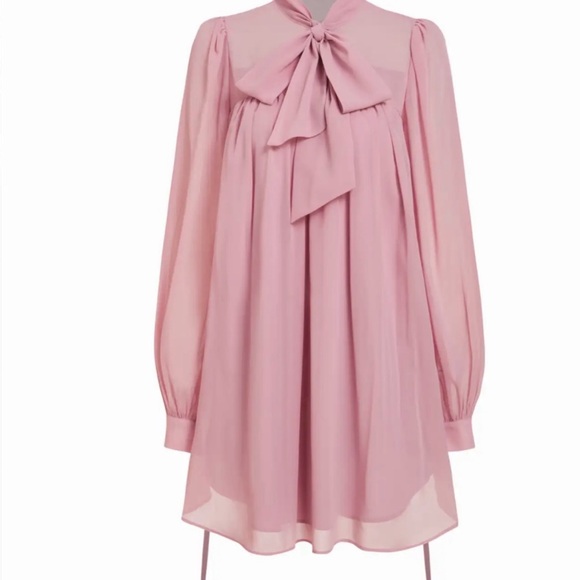 Cider Blush Long Sleeve Dress with Bow - Picture 2 of 5